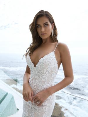 M1849Z Parker fitted patterned lace low back wedding dress mia solano luv bridal australia