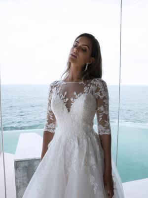 M1861Z Pearle long sleeve illusion low back full wedding dress mia solano luv bridal australia