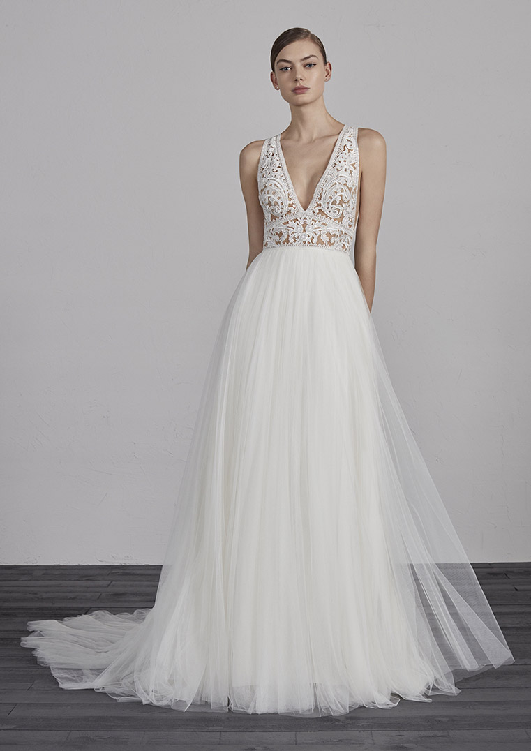 sheer lace bodice wedding dress