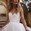 EAMON ML2618 V NECK LOW BACK FULL SKIRT A LINE TULLE AND LACE WEDDING DRESS MADI LANE LUV BRIDAL GOWN 3