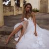 ETTA ML2918 LOW BACK SHOE STRING STRAP V NECK PLUNGE TULLE AND FLORAL LACE LONG TRAIN A LINE BALL GOWN WEDDING DRESS MADI LANE LUV BRIDAL 13