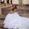ETTA ML2918 LOW BACK SHOE STRING STRAP V NECK PLUNGE TULLE AND FLORAL LACE LONG TRAIN A LINE BALL GOWN WEDDING DRESS MADI LANE LUV BRIDAL 5