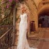 HENLEY ML4319 Full Lace Fitted Gown with Spaghetti Straps and Zip-up Low Back Wedding Dress