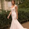 Isla ML6619 Full Lace Long Line Bodice with Tulle Fit and Flare Skirt Straps and Zip Back Wedding Dress