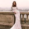 Izadore ML7719 Full Lace Fitted Gown w Long Lace Sleeves Zip and Sweetheart Neckline Wedding Dress