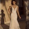 BLAIR ML19017GT FULL LENGTH FIT FLARE SILHOUETTE LOW PLUNGING V NECKLINE WITH EMBROIDERED SEQUINED LACE AND MIRROR BACK FINISH WEDDING DRESS MADI LANE BRIDAL3