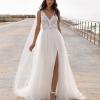 Charisse a-line wedding dress tulle full skirt with thigh high split