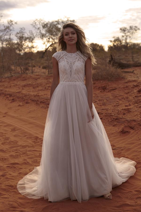 ECHO EY184 FULL LENGTH BALL GOWN WITH ILLUSION BODICE AND ZIP CLOSURE BACK WEDDING DRESS EVIE YOUNG BRIDAL1
