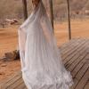 WREN VEIL V76 DOUBLE LAYER FULL LENGTH WITH FRINGE PAIRED WITH GOWN EY176 VEIL EVIE YOUNG BRIDAL1