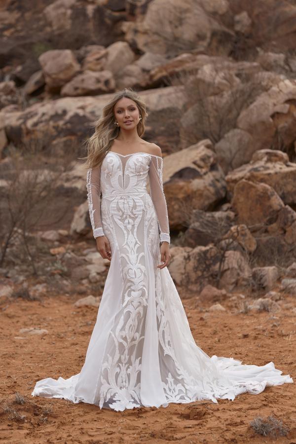 ZURI EY149 FULL LENGTH FITTED LACE GOWN WITH ILLUSION BODICE AND FITTED SLEEVES WEDDING DRESS EVIE YOUNG BRIDAL9