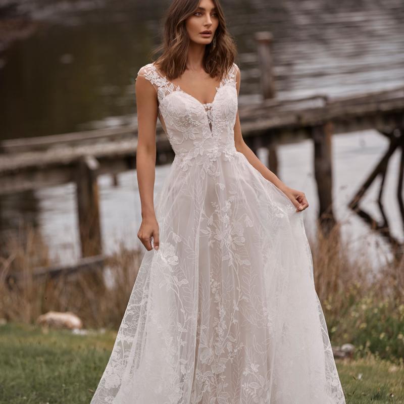 Camille Modern A Line Wedding Dress by Milla Nova - Luv Bridal