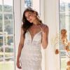 DEZI ML22202 FULL LENGTH FITTED GOWN WITH PLUNGING NECKLINE ILLUSION BODICE DETACHABLE STRAPS AND ZIPPER CLOSURE WEDDING DRESS MADI LANE BRIDAL 5