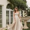 DIOR ML22034 FULL LENGTH CHIFFON ALINE GOWN WITH RUCHING AND OFF SHOULDER STRAPS ZIPPER CLOSURE WEDDING DRESS MADI LANE BRIDAL 2