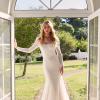 DREW ML22021 FULL LENGTH FITTED SEQUIN GOWN SQUARE NECKLINE DETACHABLE LONG SLEEVES LOW SCOOP BACK AND ZIPPER CLOSURE WEDDING DRESS MADI LANE BRIDAL 1