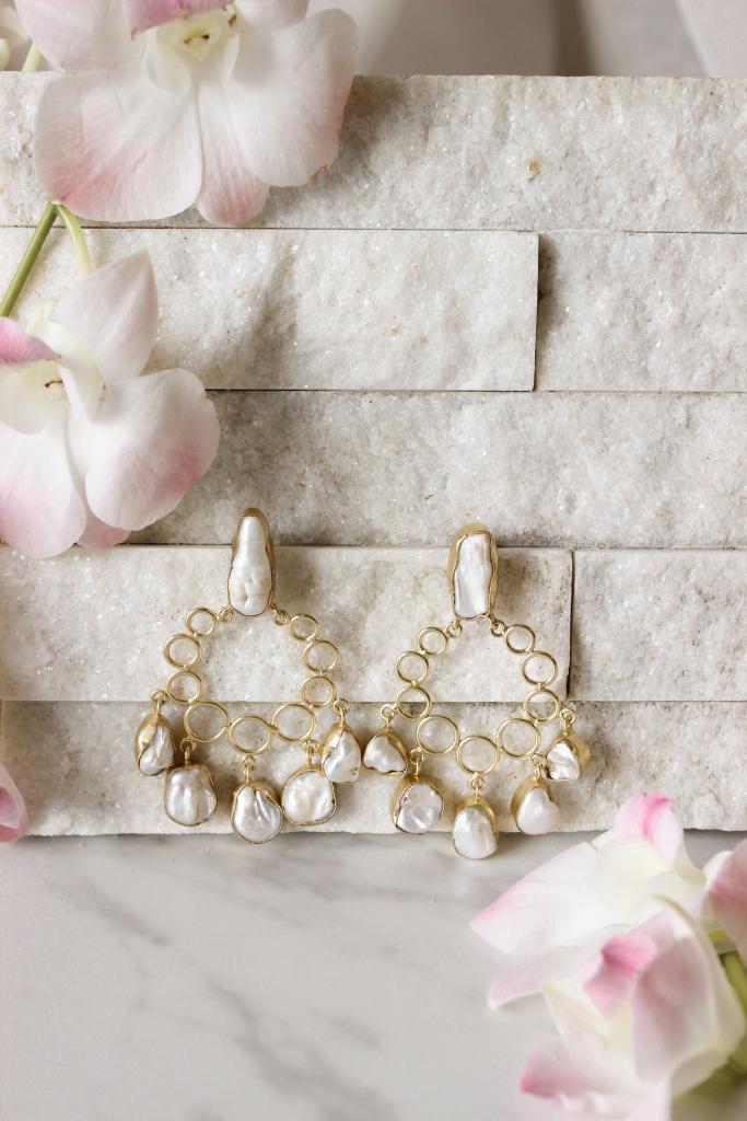 Tate Baroque Pearl Earrings by Milane Collective | LUV Bridal