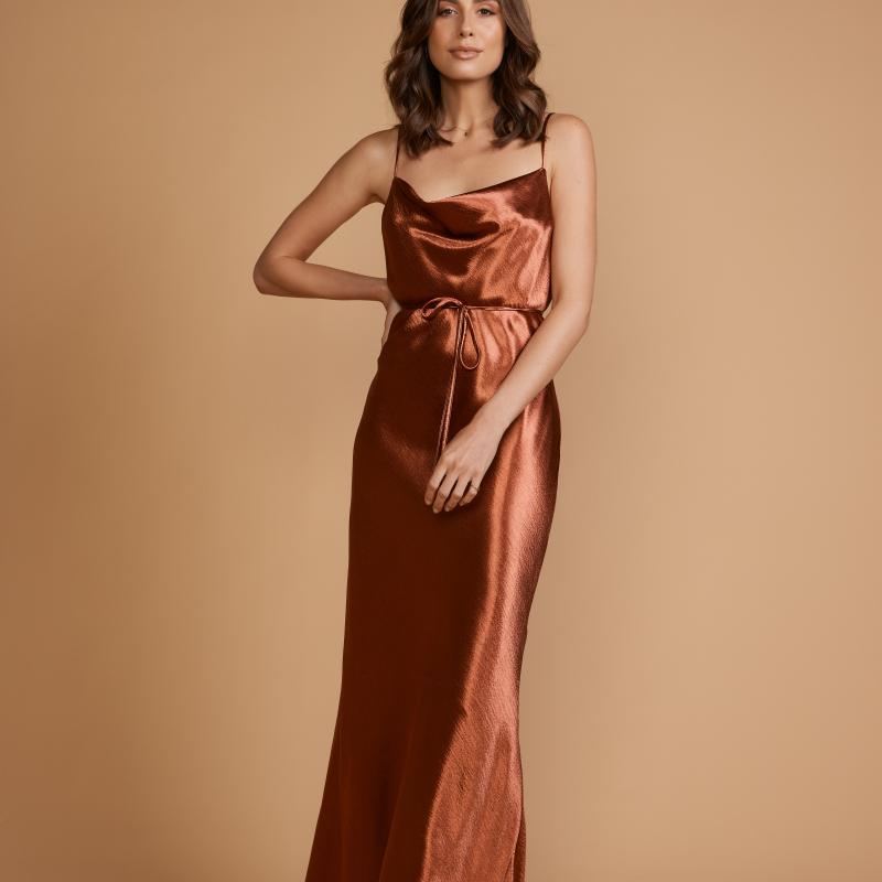 Margot Bias Slip Dress | Rust