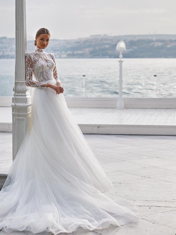 long sleeve white bridal dress