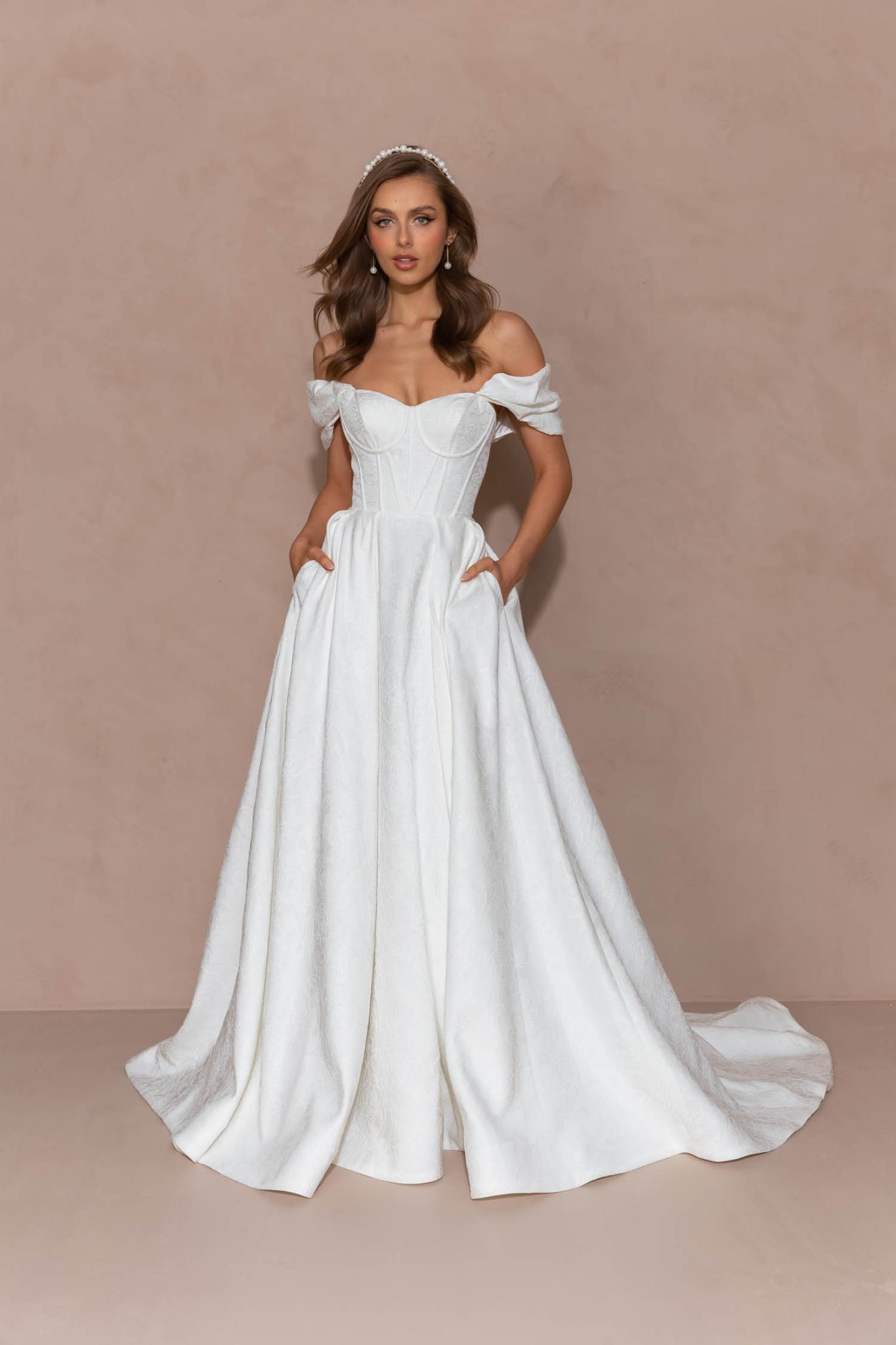Hartley Floral Jacquard Wedding Dress by Evie Young Bridal | LUV Bridal