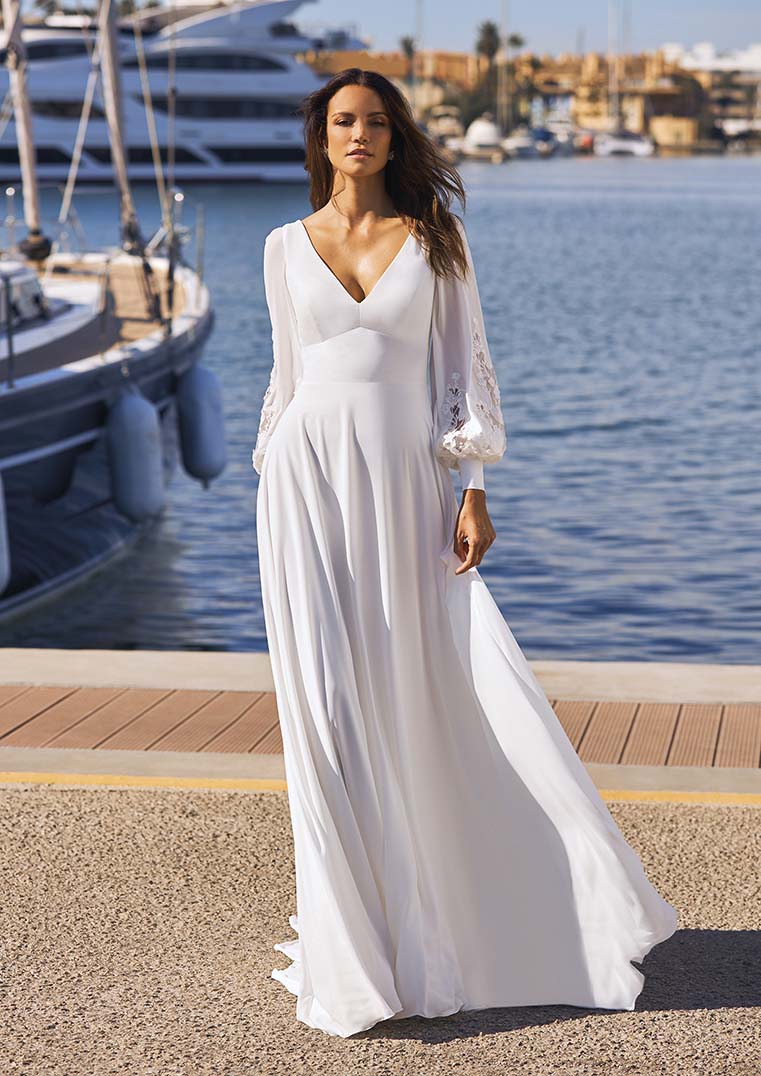 Wed2b Georgette New Wedding Dress Save 36% - Stillwhite