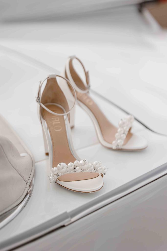 Charlotte Open Toe White Satin Bridal Shoes by Harlo | LUV Bridal & Formal