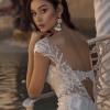 BRINLEY ML19200 FULL LENGTH A-LINE SILHOUETTE V NECKLINE WITH LEAF FLORAL LACE AND LOW V SHAPE BACK WITH SHEER LACE FOR FINISH WEDDING DRESS MADI LANE BRIDAL4