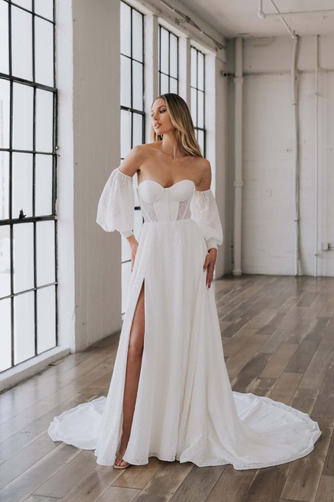 Hayley Lace A Line Boho Wedding Dress By Serene By Madi Lane Bridal