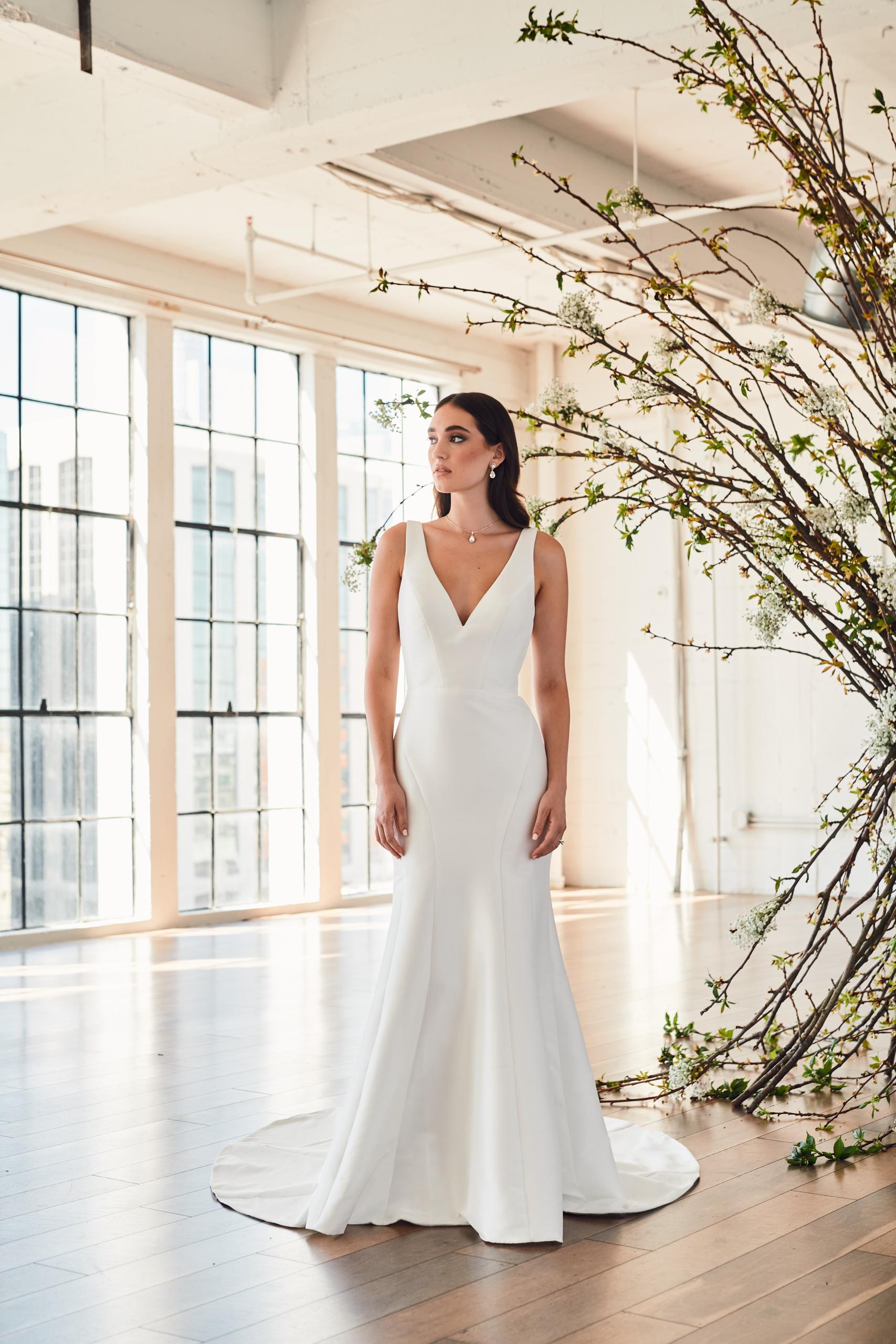 Nyra Mikado Fit and Flare Wedding Dress - Serene by Madi Lane | LUV Bridal
