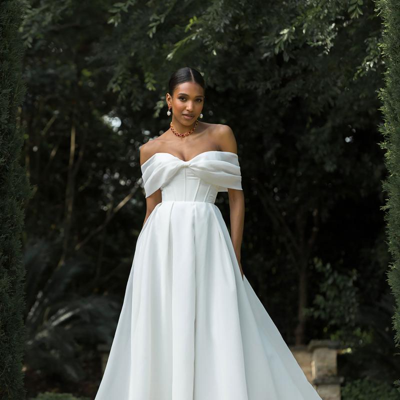 Prestyn Off the Shoulder Organza Wedding Dress by Madi Lane | LUV Bridal