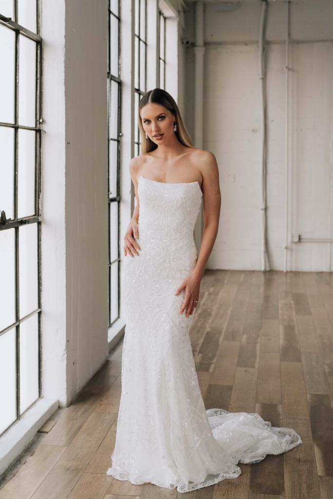 Sabrina Beaded Strapless Lace Wedding Dress - Serene by Madi Lane| LUV ...