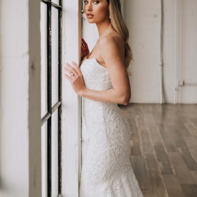 Sabrina Beaded Strapless Lace Wedding Dress - Serene by Madi Lane| LUV ...