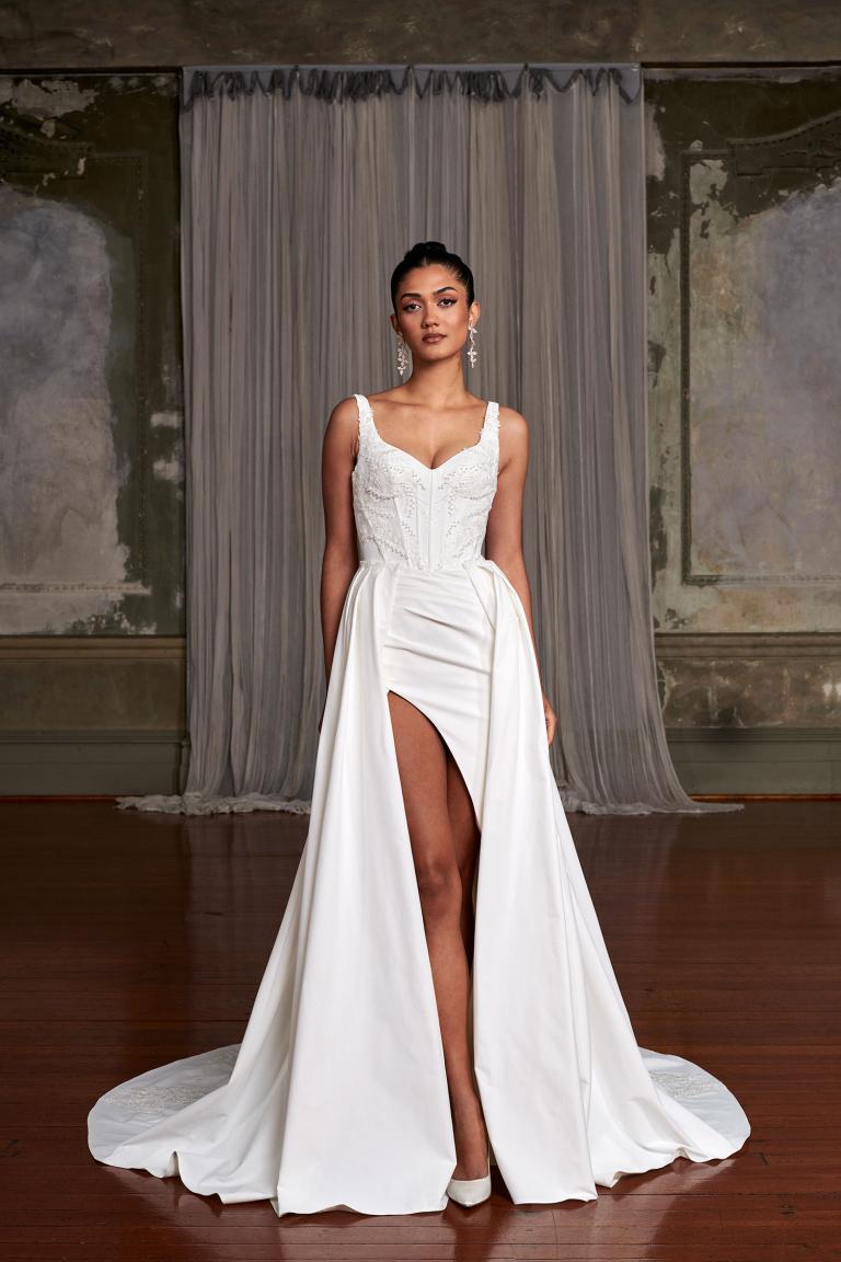 Fiora Square Neck Soft Tulle A-Line Wedding Gown J6875 by Moonlight Bridal  l  Buy Online A-line Gown Wedding Dresses Australia - Fashionably Yours  Bridal Shops Sydney