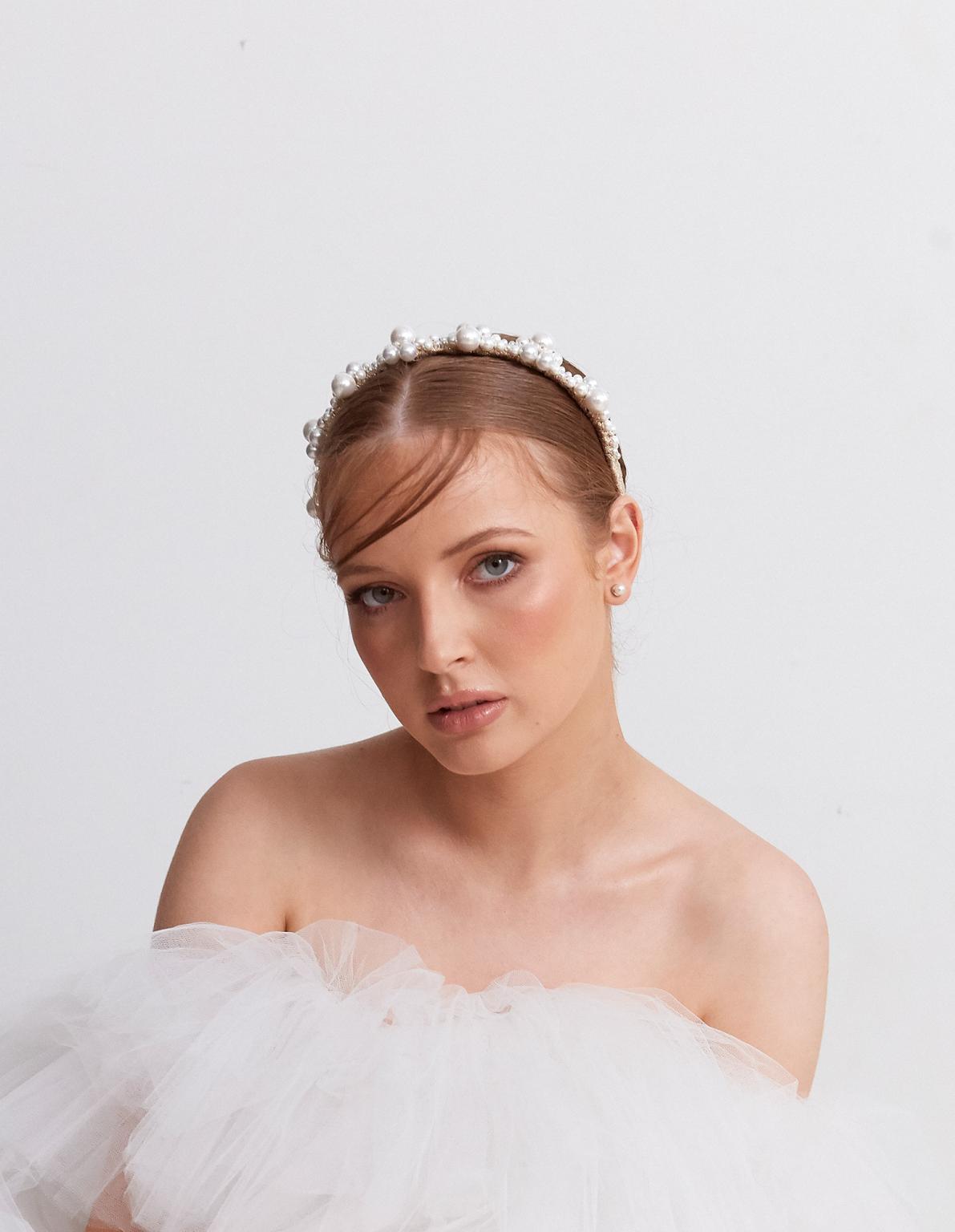 Silver Charlotte Pearl Headband - LUV Bridal