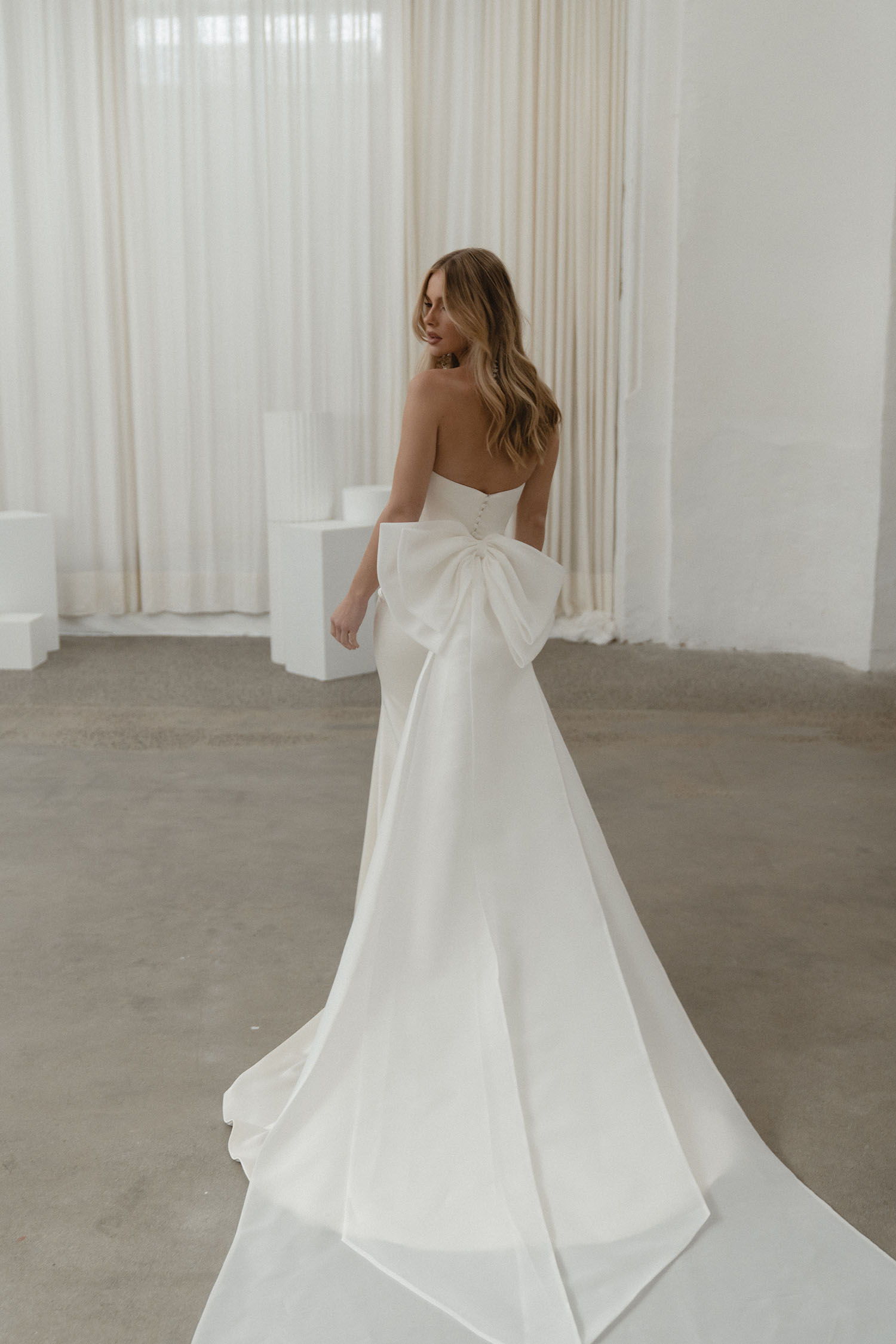 Silas Strapless V Neck Fit and Flare Wedding Dress