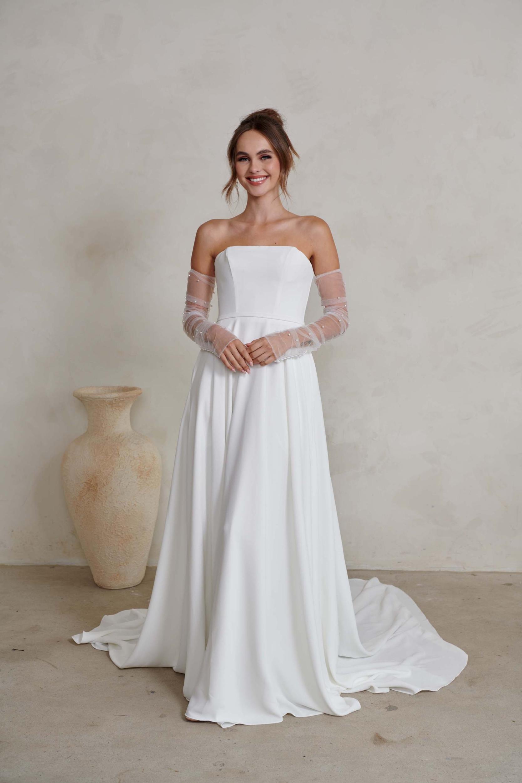 Dallas Detachable Sleeves A-line Wedding Dress