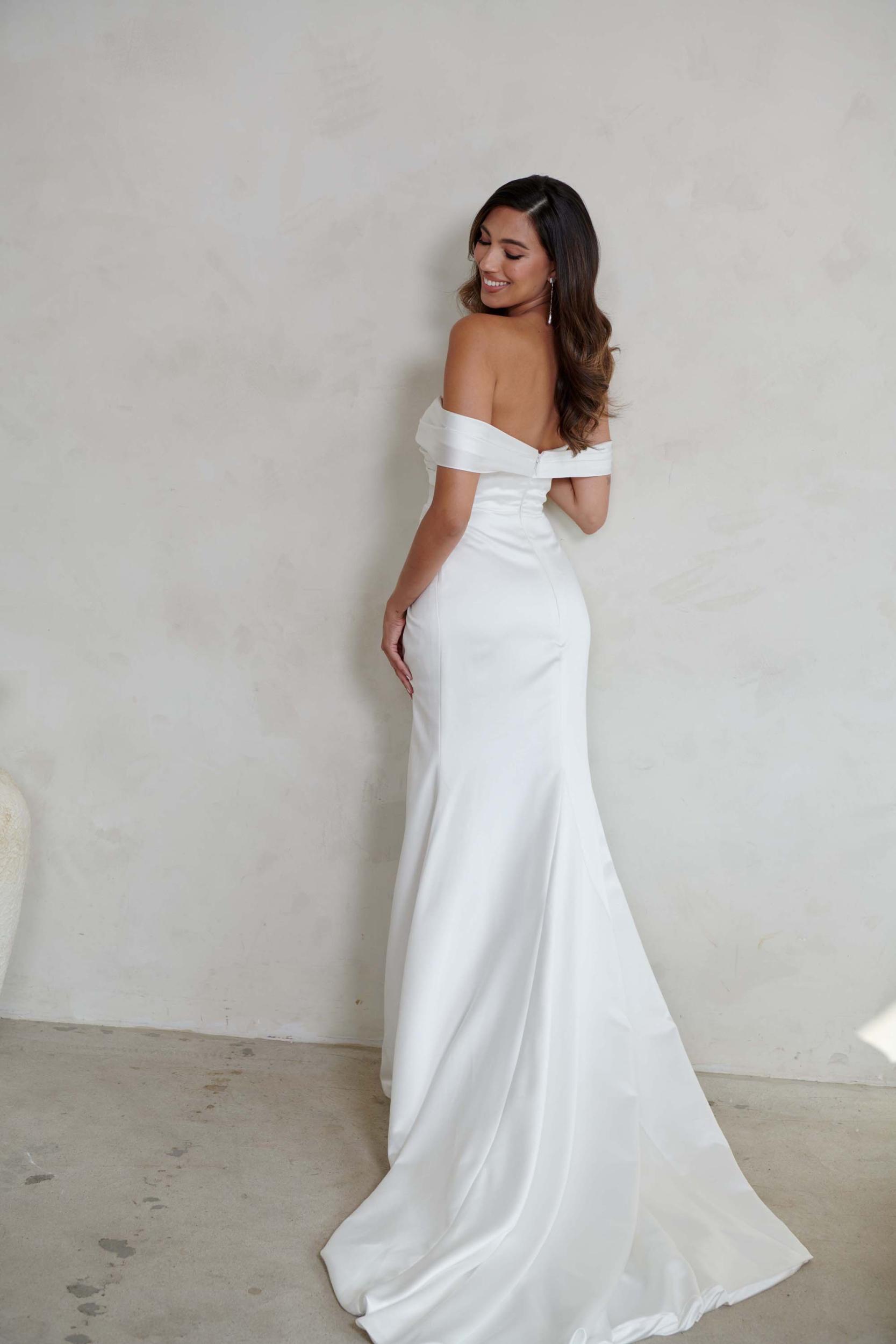 Ramsey Off The Shoulder Fit and Flare Wedding Dress