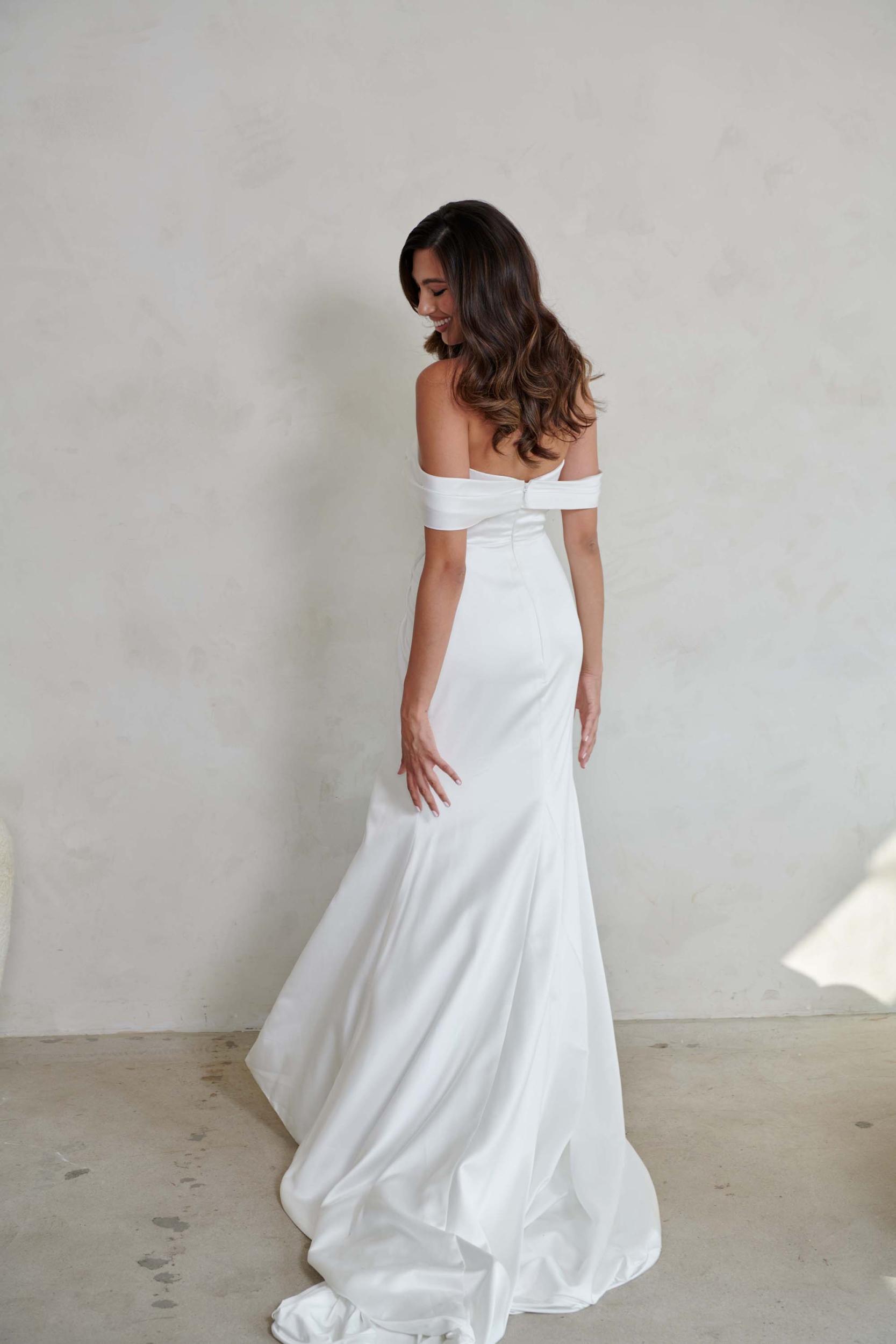 Ramsey Off The Shoulder Fit and Flare Wedding Dress