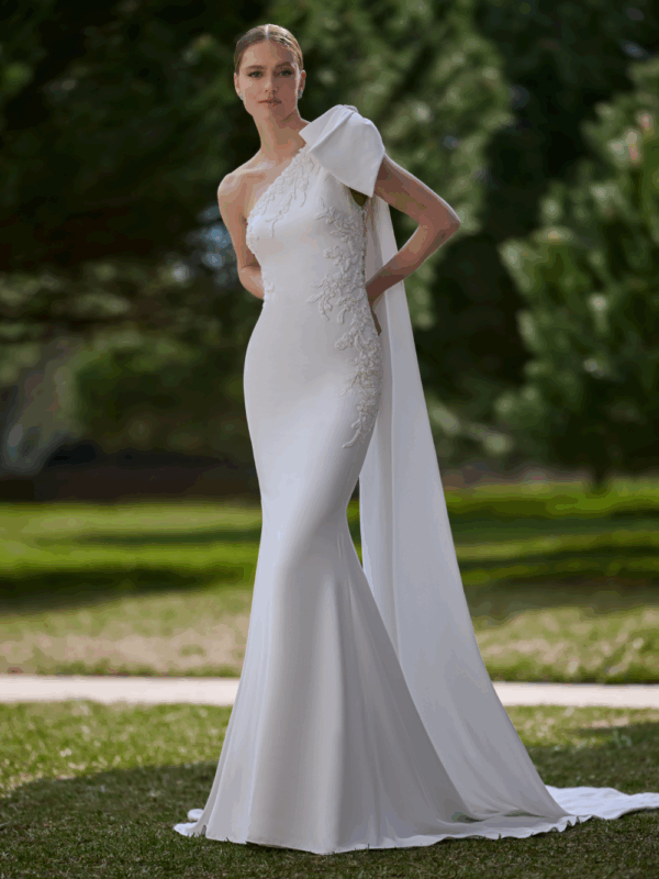 strapless open back dress Long One Shoulder A-line Dress by Nox Anabel E469 – ABC Fashion main image 0